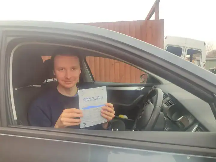 Philip after passing the automatic driving test in Worcester